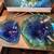 Vintage Blue and Green Murano Glass Wavy Bowls Matching Pair MCM 4 thumbnail