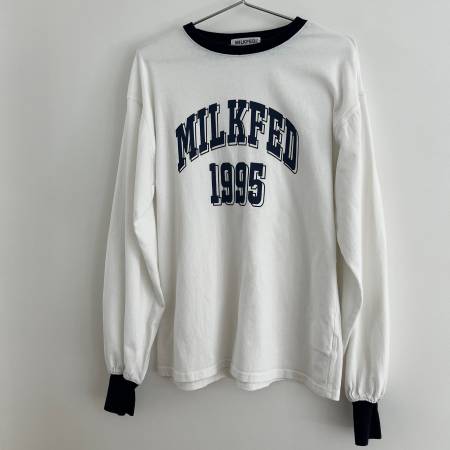 Milkfed. 1995 Collegiate Ringer Long Sleeve Oversized Tshirt Blouse 1