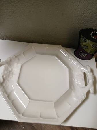 Ornate white handled tray 1