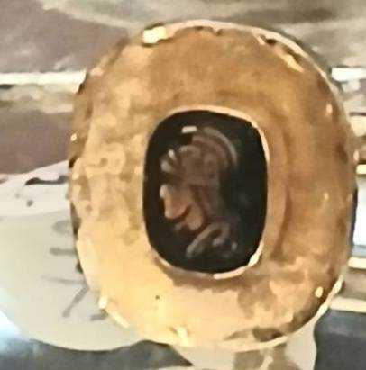 Gladiator Cufflinks vintage pair  black and gold cameo bling 1