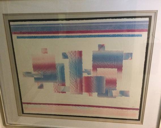 Large Geometric Abstract Framed Artwork 1
