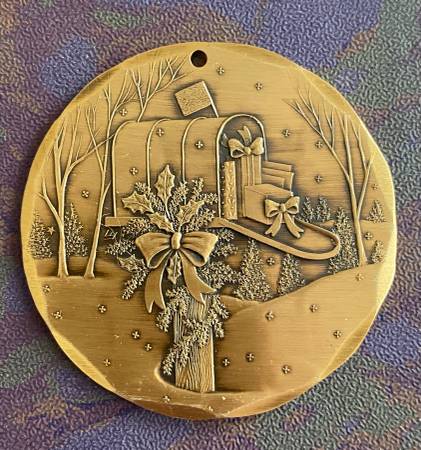 Vintage Wendell August Forge 2004’ Mailbox W/Gifts Christmas Ornament 1