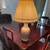 Beautiful Ceramic Lamp with wood base and Roseart lampshade. 2 thumbnail