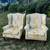 Pair of Vintage gold velvet wingback chairs 1 thumbnail