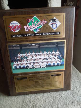 MN Twins 1991 World Series team plaque 1