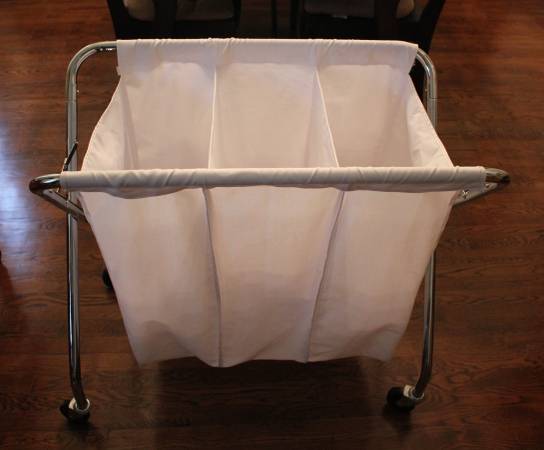 Household Essentials Rolling Laundry Hamper - 3 Sections, Washable 1
