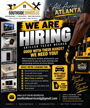 Now Hiring New Techs for Handyman Company 1