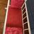 DOLL CRADLE, WHITE PAINTED WOOD, RED FLORAL BEDDING,25.5L x18.5Wx18.5H 3 thumbnail