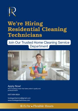 Residential Cleaners Needed – $15/hr – Flexible Schedule (Orlando) 1