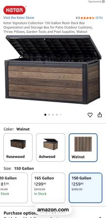 NEW IN BOX Keter Signature Collection 150 Gallon Resin Deck Box Organi 1
