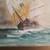 Vintage Framed Watercolor Painting of a Sailing Ship 4 thumbnail