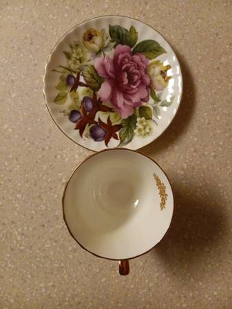 Taza y platillo Dutchess de porcelana fina, peonía - $15 (Shorewood, IL)63470453330947123