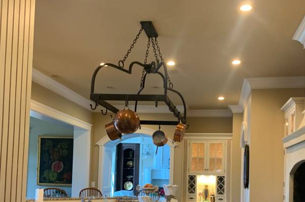 Metal Matte Black Rectangular Hanging Pot Rack with 16-Hooks 1