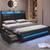 Queen Bed Frame with 4 Storage Drawers, Charging Station and LED Lights,PU Black 1 thumbnail