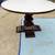 Round Solid wood pedestal dining table, solid wood, white acrylic top 1 thumbnail