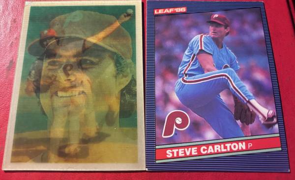 Steve Carlton 2 baseball cards Phillies sportsflics & leaf Hall ofFame 1