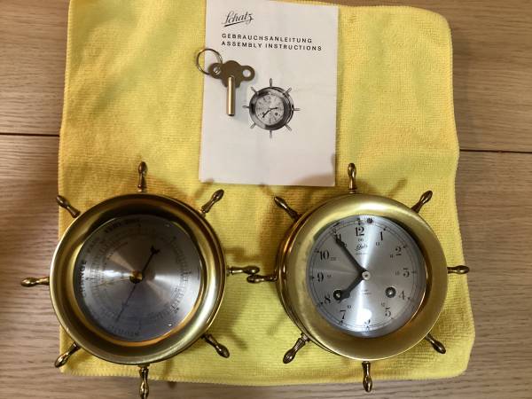 Schatz 8-Day Ship’s Bell Clock & Matching Barometer – 1975 – 1