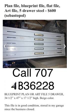 REDUCED:Plan file, blueprint file, flat file, Art file, 5 drawer steel 1