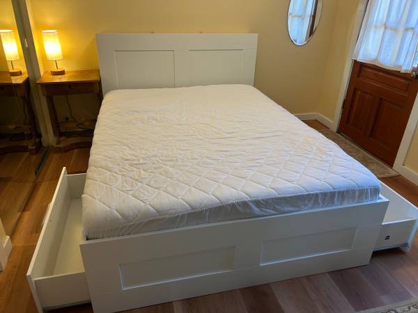 Newish Queen Bed frame with Storage 1