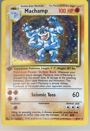 1st Edition Pokémon Machamp Holo 1