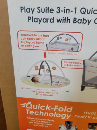 juego de cuna 3 en 1 con cuna plegable rápida y gimnasio para bebé - $80 (Vancouver)63470108104321122
