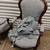 Pair of antique Victorian blue and white upholstered chairs 8 thumbnail
