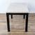 Crate and Barrel side table travertine top, black metal base 5 thumbnail