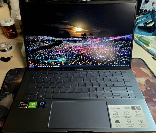 Asus Zenbook 14inch with linux OS Word Excel compatible Zoom Steam installed bat 1