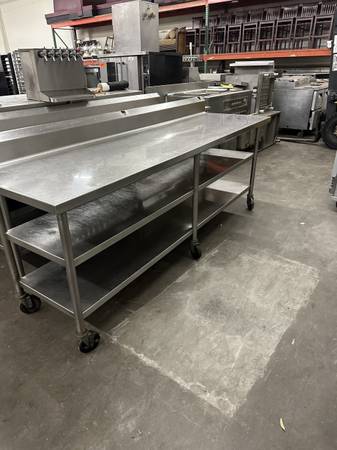 30" x 96" Stainless Steel Work Table with Double Undershelf 1