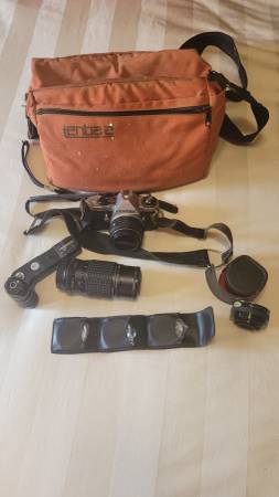 Pentax ME Camera with Two Lenses 1