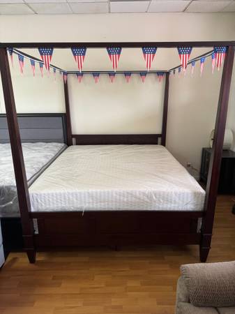 BRAND NEW PLATFORM CAL KING CANOPY BED ONLY 1