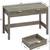 Gray Fluted Computer Desk with 2 Drawers 6 thumbnail