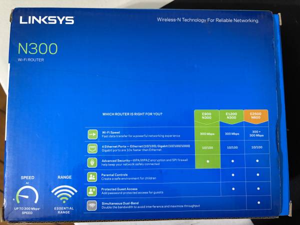 Nuevo enrutador inalámbrico WiFi Linksys N300 en caja - $20 (hercules, pinole, san pablo, el sob)63439999916035123