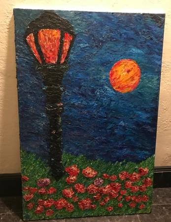 Vintage Margaret Acrylic Painting [Large] 'Full Moon Lantern (ORIGINAL 1