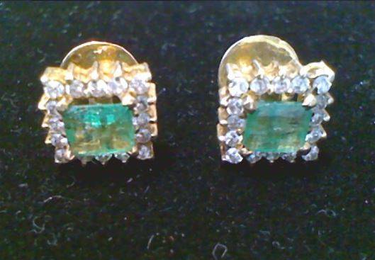 Emerald Gold Diamond and Stone Earrings 32 Diamonds 1