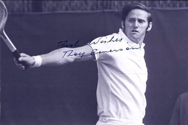 AUTO Roy Emerson 4x6 Tennis HOF 28 Grand Slam Titles! 1