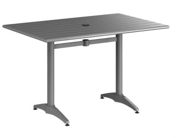 LANCASTER 32" X 60" Aluminum Six Seater Dining Table w/ Umbrella Hole 1