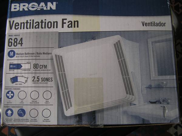 BROAN 684 ventilation fan * NEW IN BOX * NEVER OPENED * NEVER USED 1