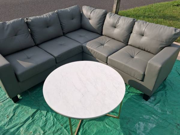 Leather sectional with coffee table 1
