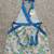 Brand New Blue Floral Stripe Cotton Apron 1 thumbnail