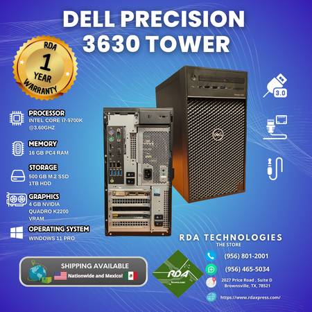 Dell Precision 3630 - Intel Core i7-9th, 500GB M.2, 1TB HDD, 16GB RAM 1