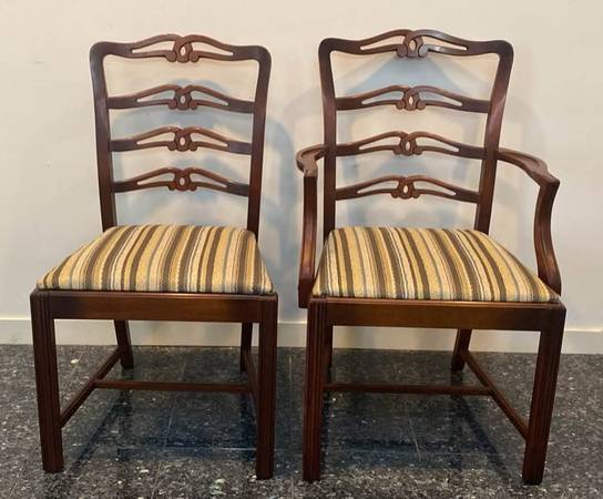 Solid Walnut Gibbard Dining Chairs – Side Chair + Armchair Set 1