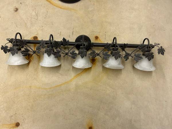 Elegant ( 5) glazed bell shaped pewter vineyard wall fixture sconce 1