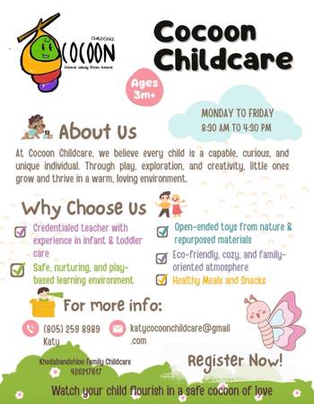 Infant and toddler care opening (Santa Barbara, Goleta)64054131460225120