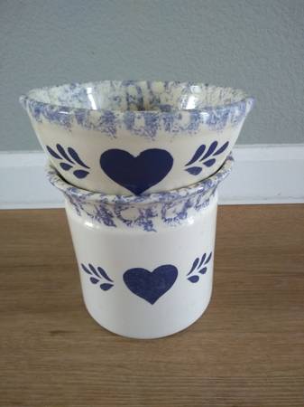 New Handpainted China Jar/Canister with Bowl Cover by Now-N-Then 1