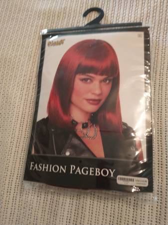 Fashion Pageboy red wig. 1