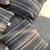 4 piece outdoor patio furniture cushions in gray/orange stripes (made by sunbrel 10 thumbnail