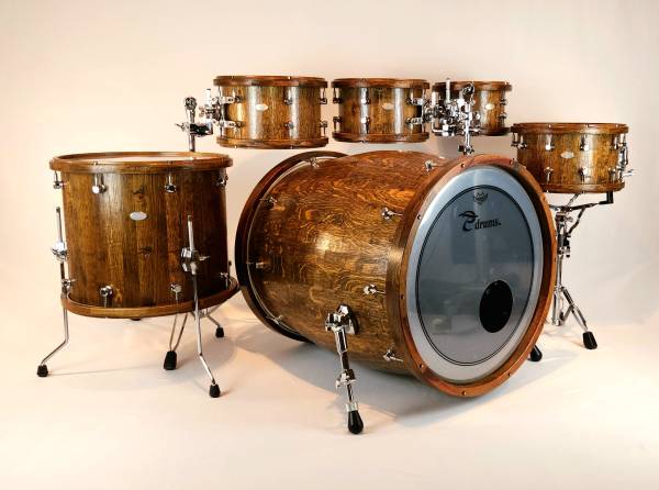 Handcrafted Masterpiece: Stave Drum Set from Reclaimed Wine Barrels 1
