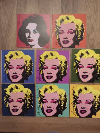Andy Warhol Signed by Marker "Liz and Marilyn" Folded Postcards 1