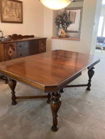Dining set- table, 5 chairs, tall hutch, small buffet 1